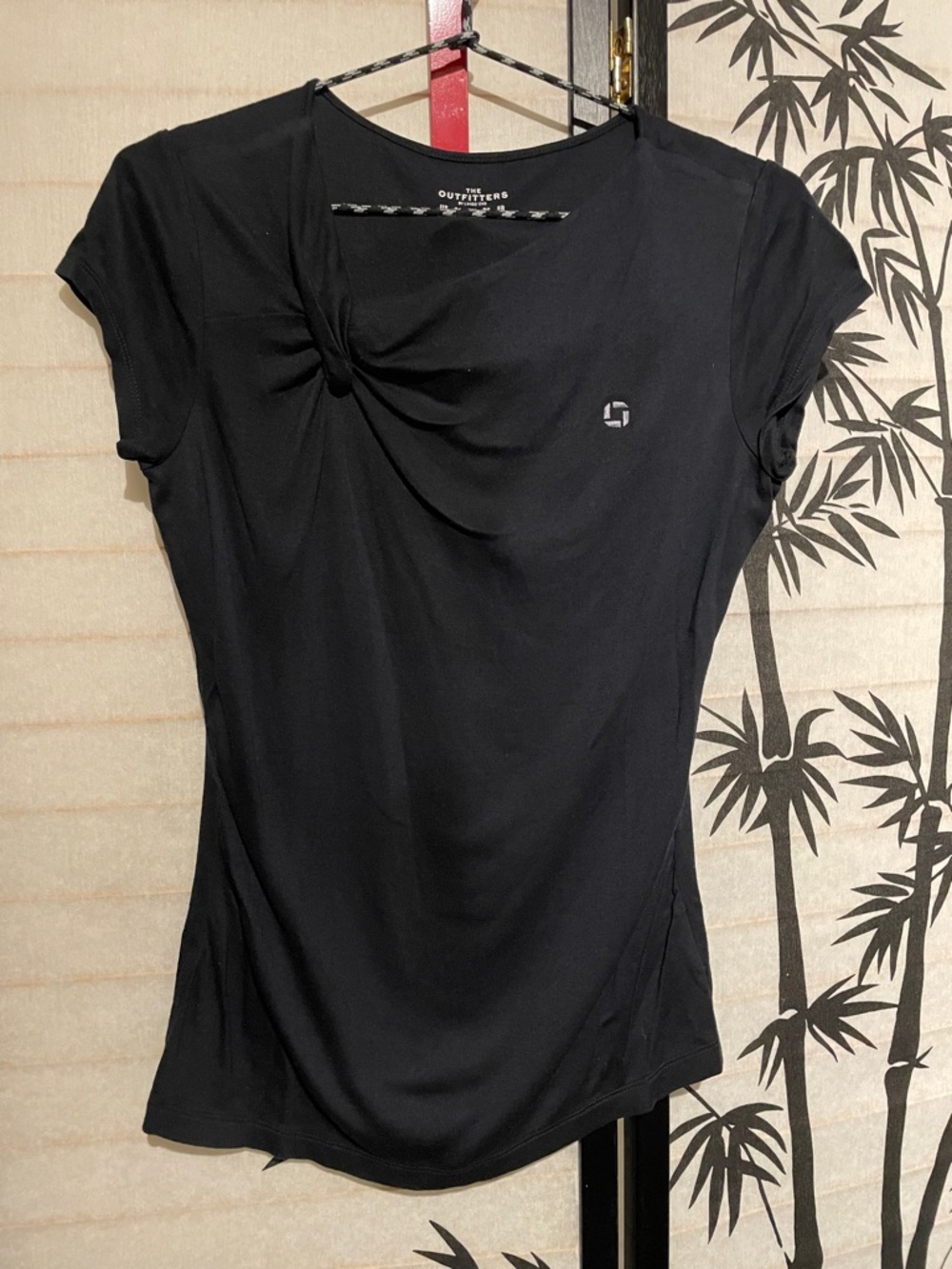 Chase Bank Black Twisted Neck Stretch Tee